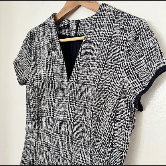 Escada Short Sleeve Glen Check Sheath Dress - Picture 2 of 8